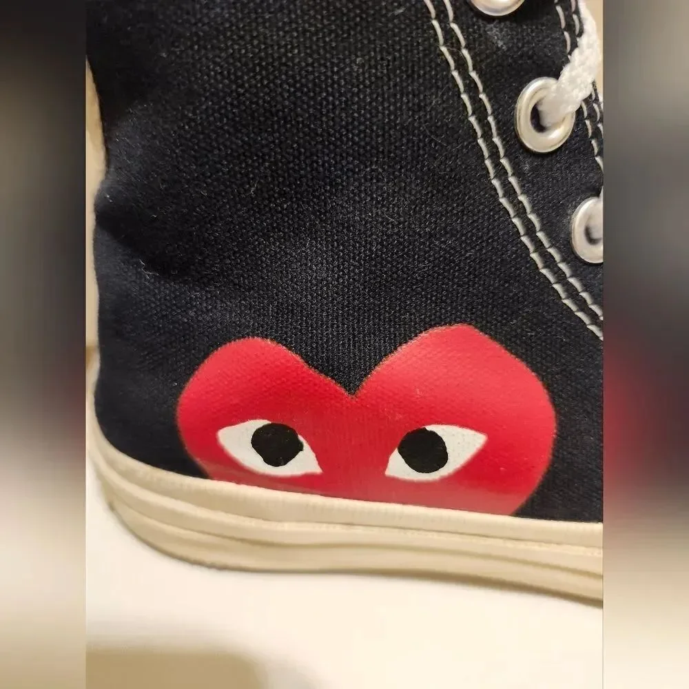 Comme des Garçons PLAY x Converse Chuck 70 Hi Black Heart Sneakers Womens Sz 6